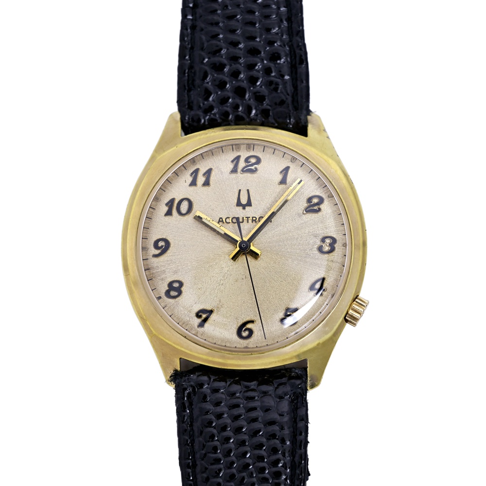 Accutron Vintage 1973 10K Gold Plated Watch 33mm Sunburst Dial